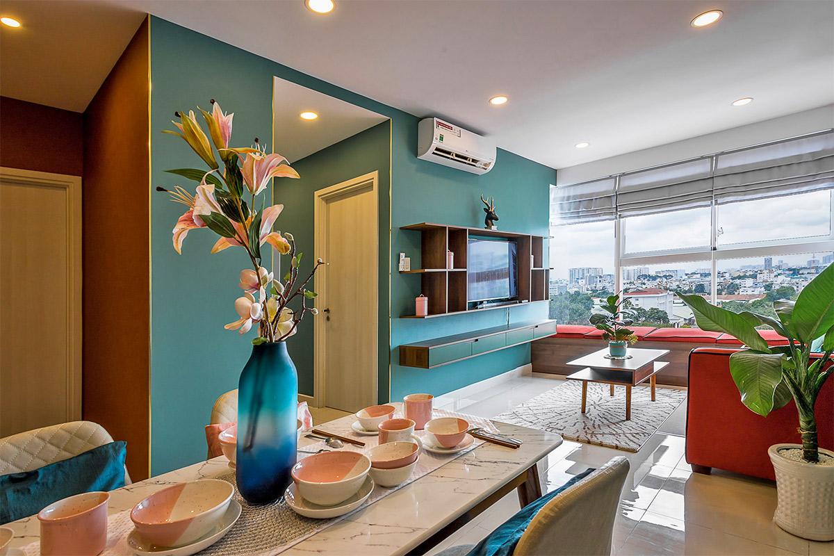 Thiết kế căn hộ 3 phòng ngủ có không gian sống nhiệt đới xanh mát